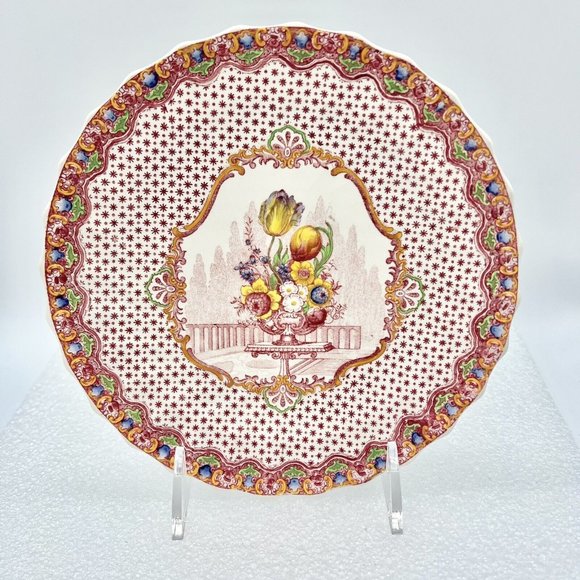 COPELAND SPODE England Floral Bouquet Plate Ridges 7.75” - Picture 1 of 7